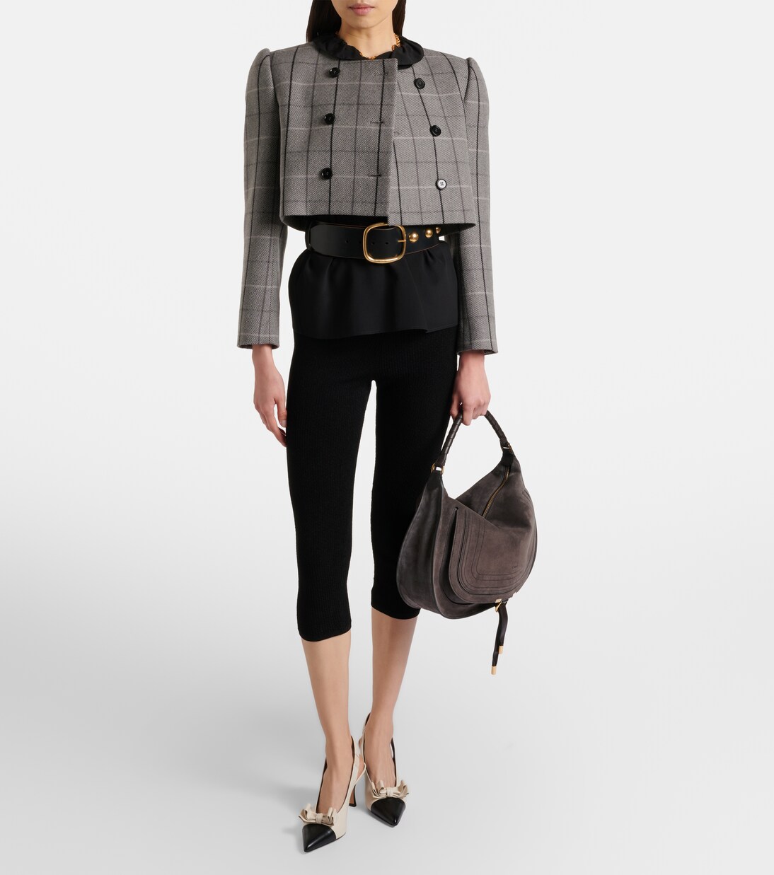 Marcie leather-trimmed suede shoulder bag | Chloé