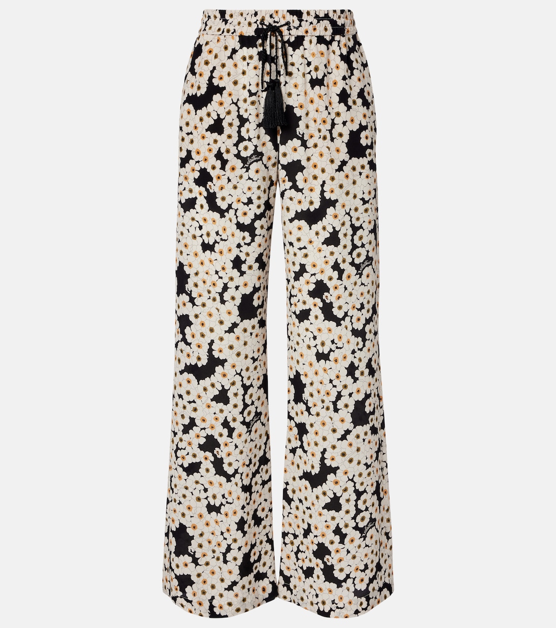 Floral silk crêpe de chine wide-leg pants | Valentino