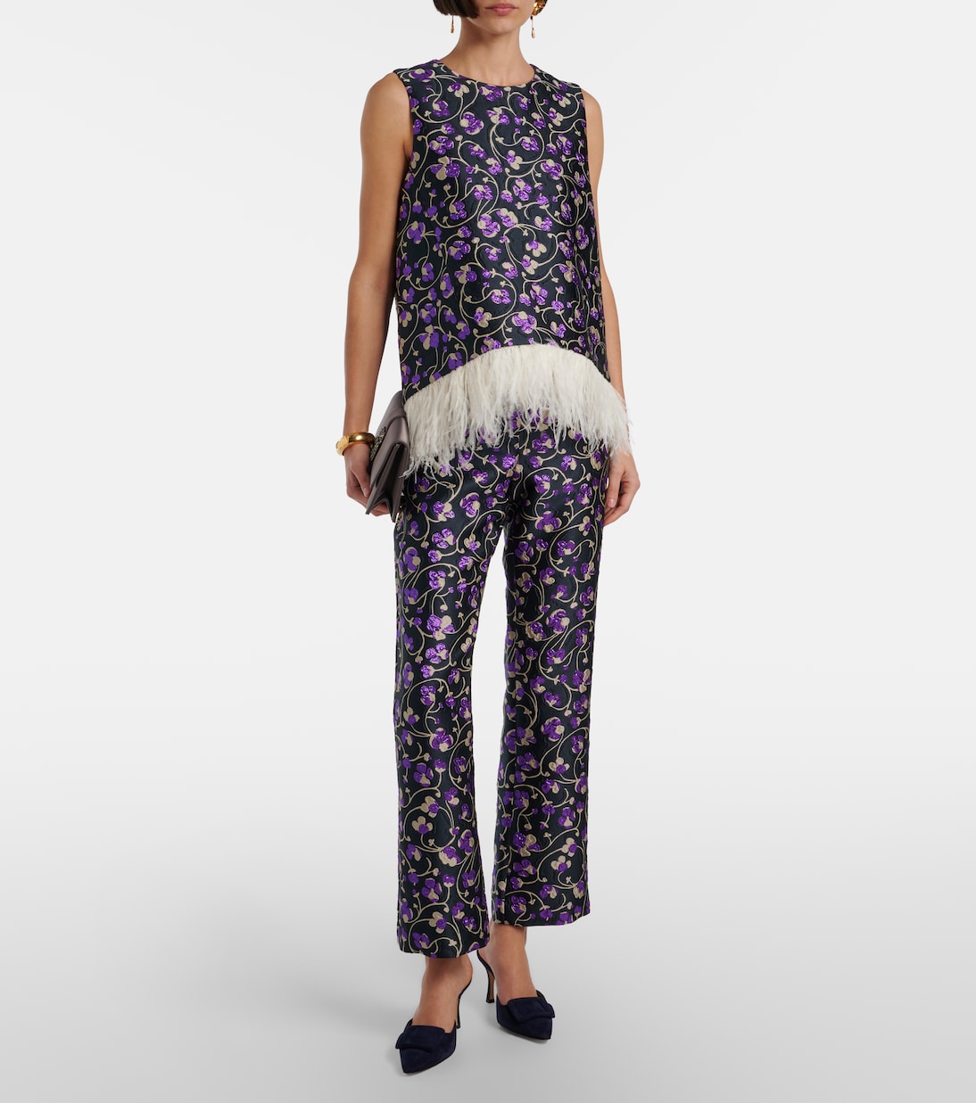 Top La Scala aus Jacquard mit Federn | La DoubleJ