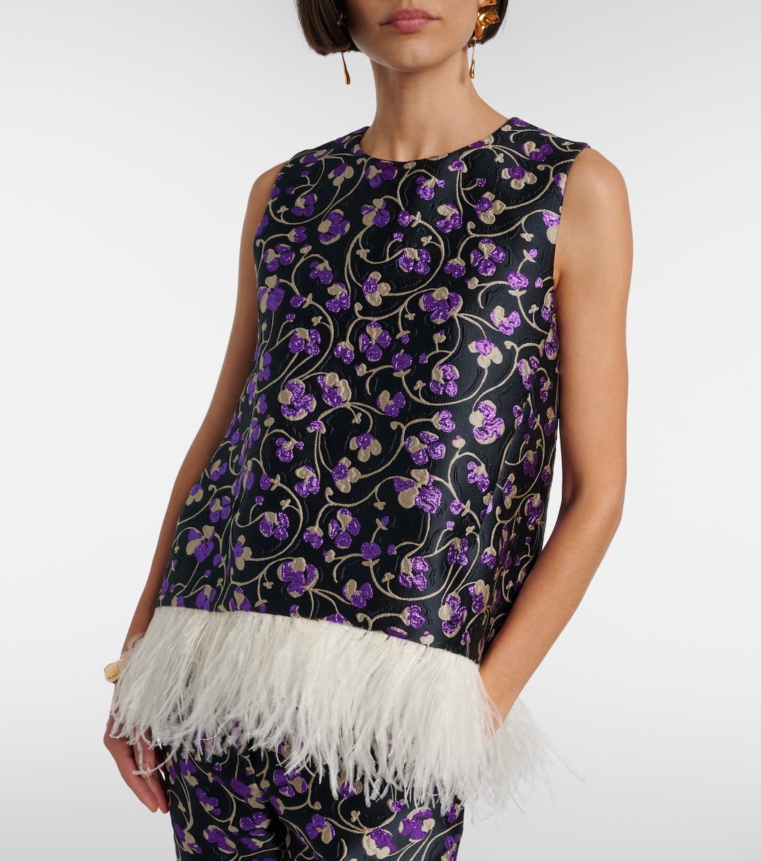 Top La Scala aus Jacquard mit Federn | La DoubleJ