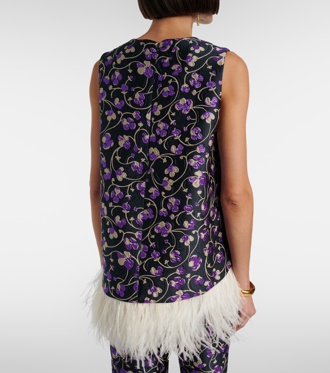 Top La Scala aus Jacquard mit Federn | La DoubleJ