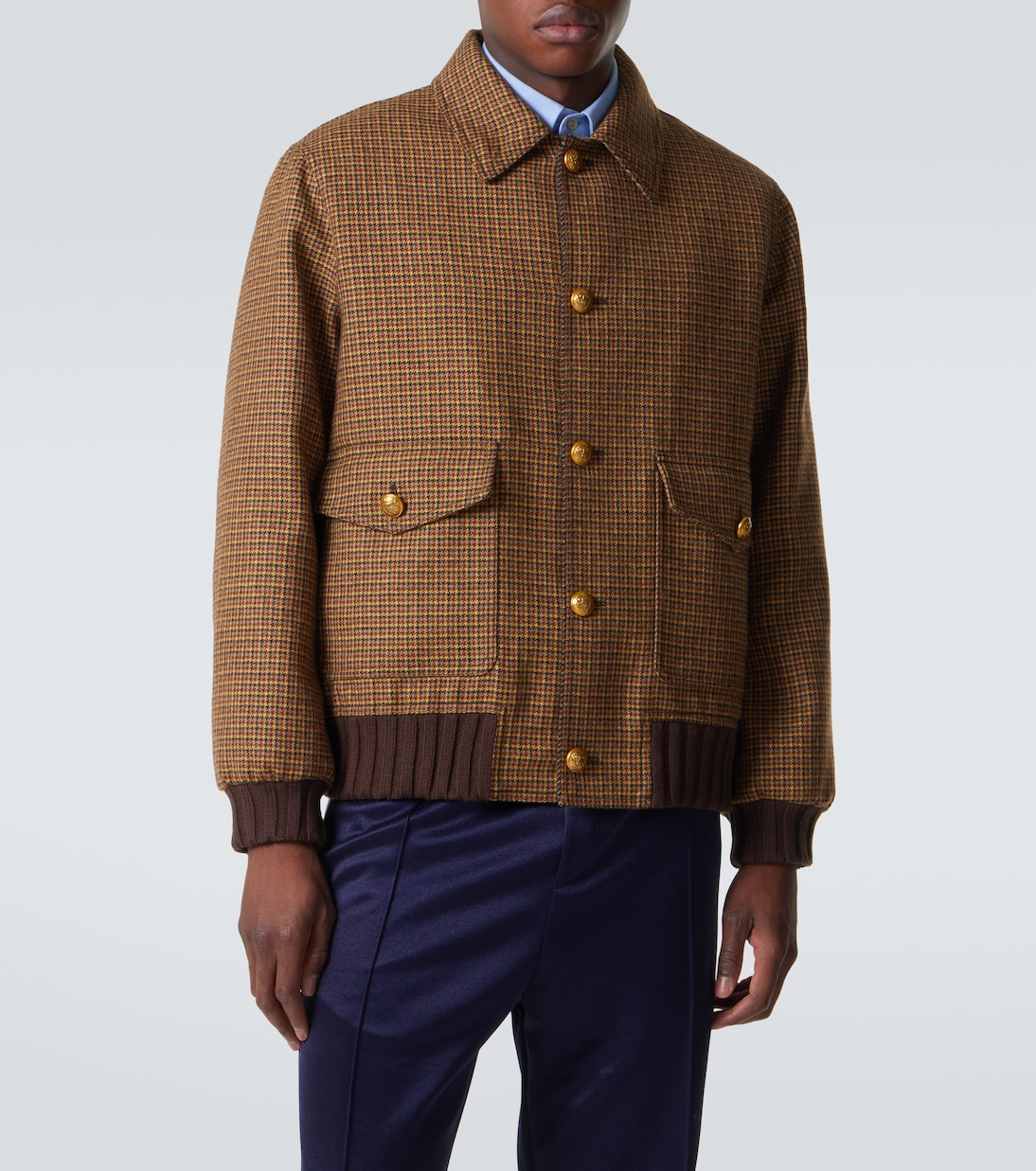 Houndstooth virgin wool bomber jacket | Valentino