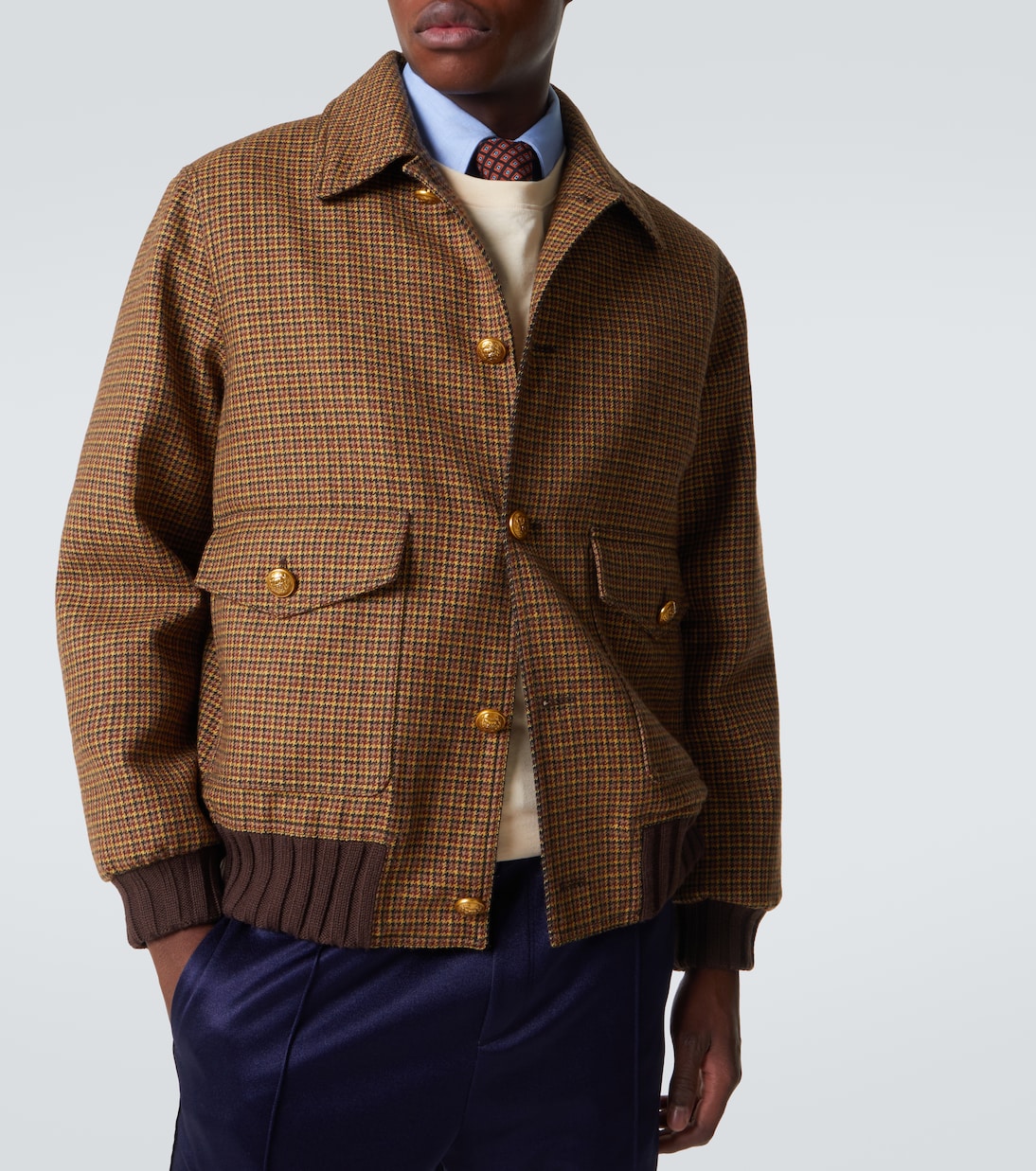 Houndstooth virgin wool bomber jacket | Valentino
