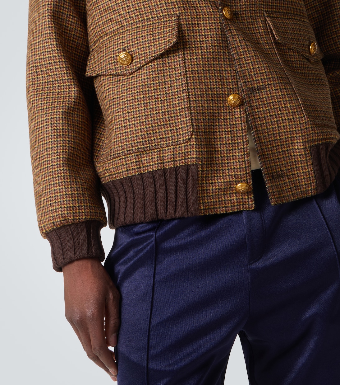Houndstooth virgin wool bomber jacket | Valentino