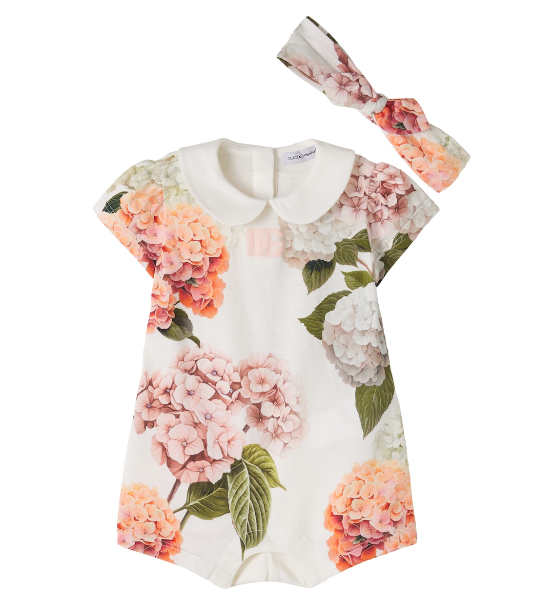 Floral cotton bodysuit and headband set | Dolce&Gabbana Kids