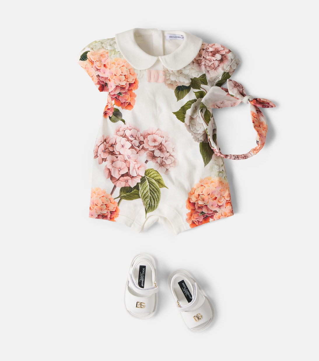 Floral cotton bodysuit and headband set | Dolce&Gabbana Kids