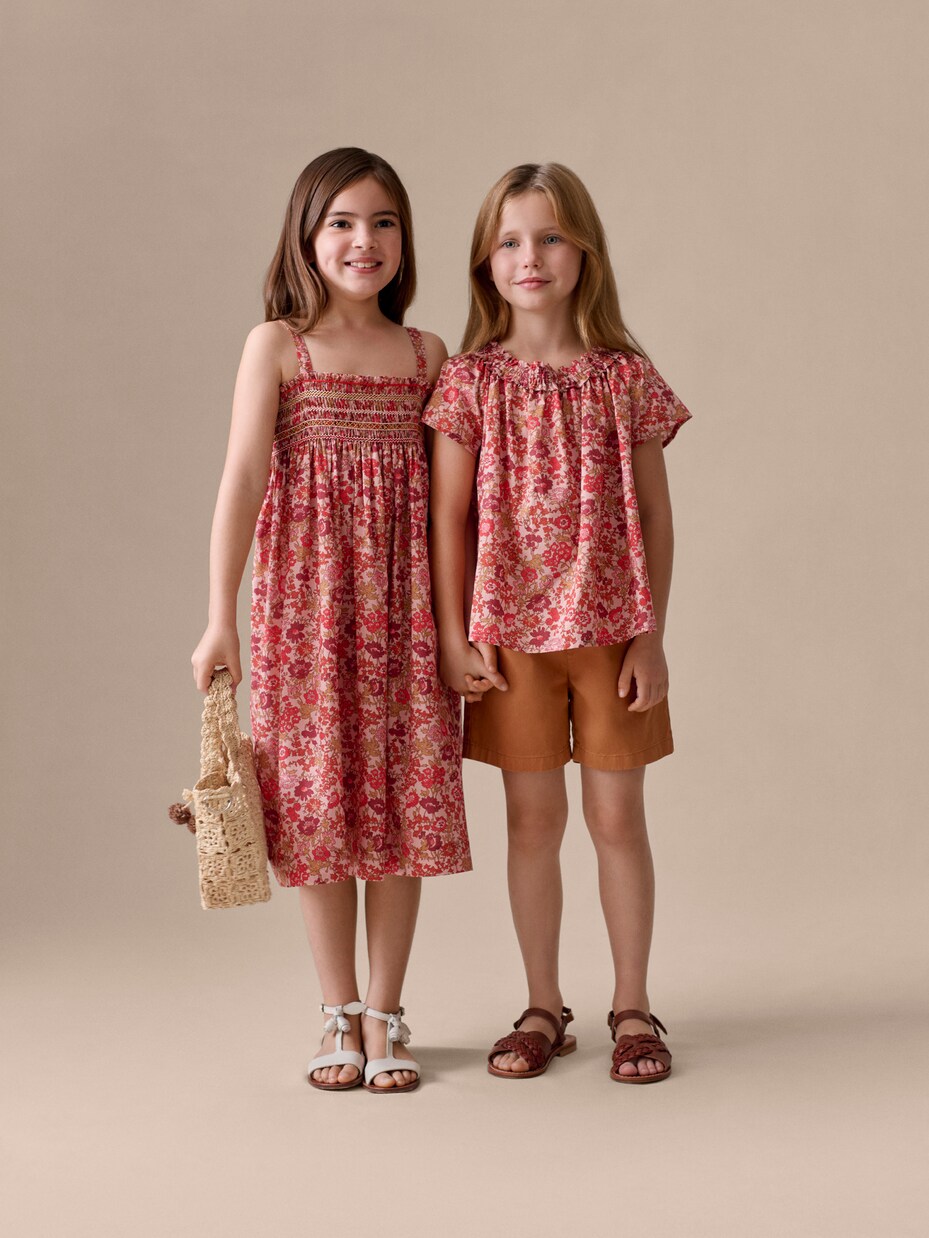 Labaille 플로럴 셔링 코튼 드레스 | Bonpoint