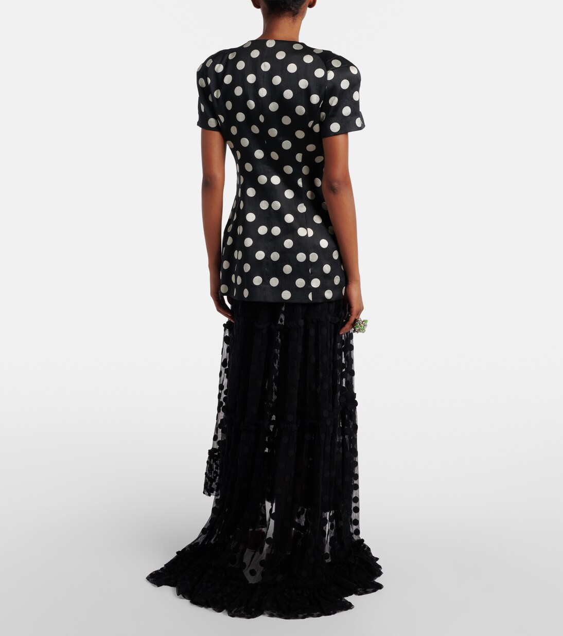 Polka-dot asymmetric cotton-blend maxi skirt | Dries Van Noten