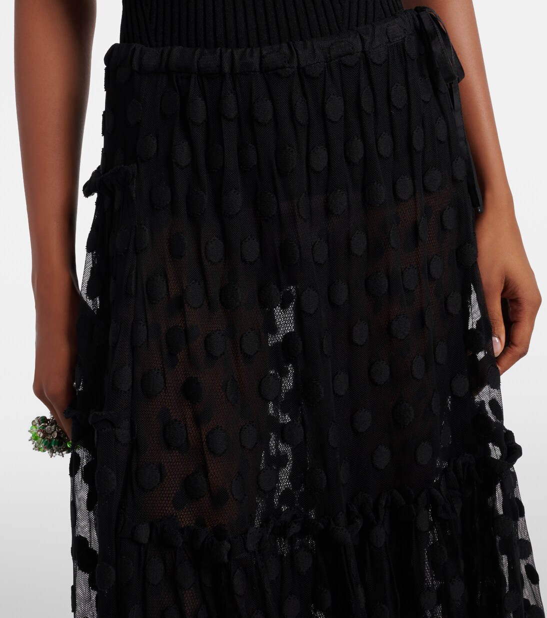 Polka-dot asymmetric cotton-blend maxi skirt | Dries Van Noten