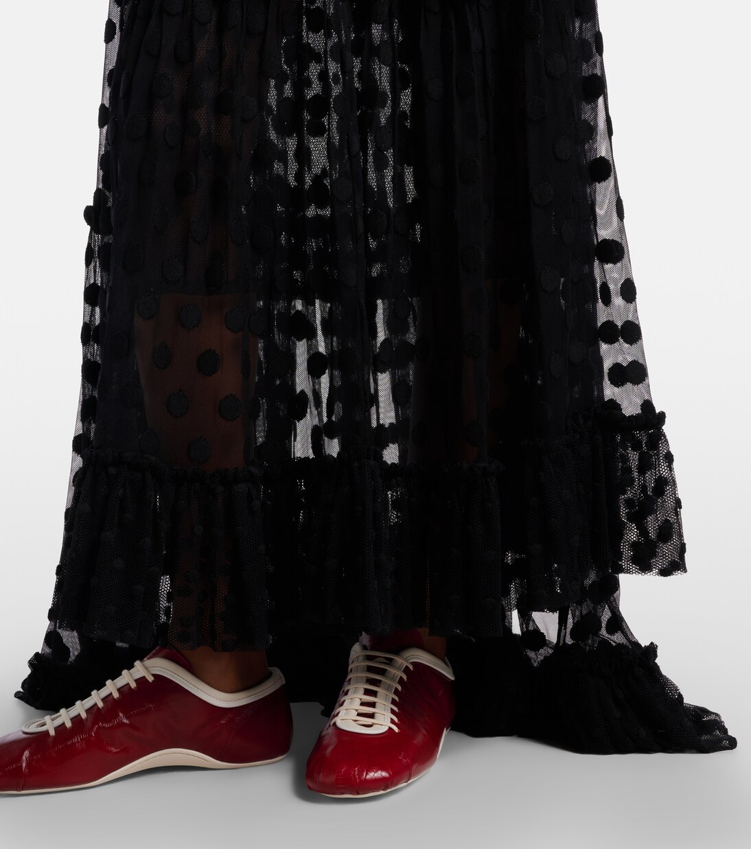 Polka-dot asymmetric cotton-blend maxi skirt | Dries Van Noten