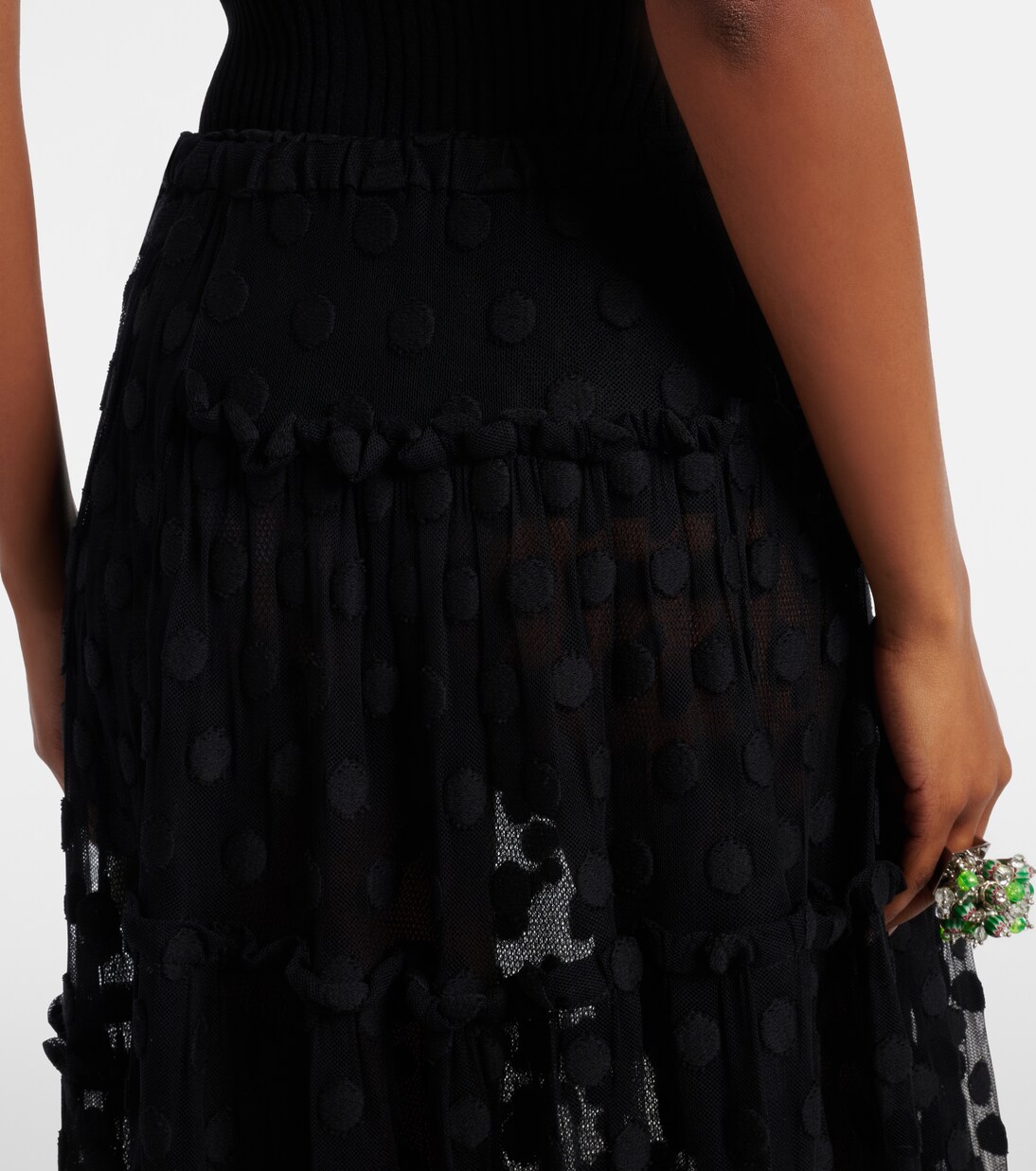 Polka-dot asymmetric cotton-blend maxi skirt | Dries Van Noten