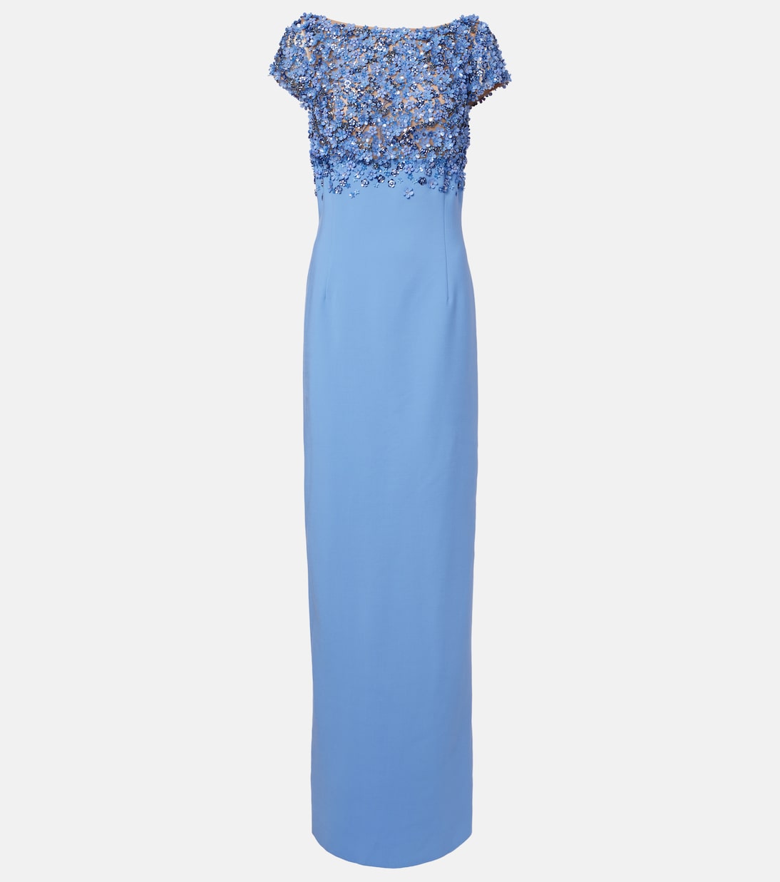 Porcelain Flower embellished wool-blend gown | Oscar de la Renta