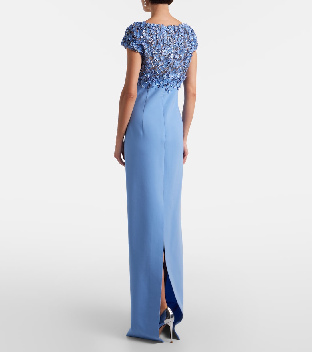 Robe Porcelain Flower en laine mélangée à ornement | Oscar de la Renta