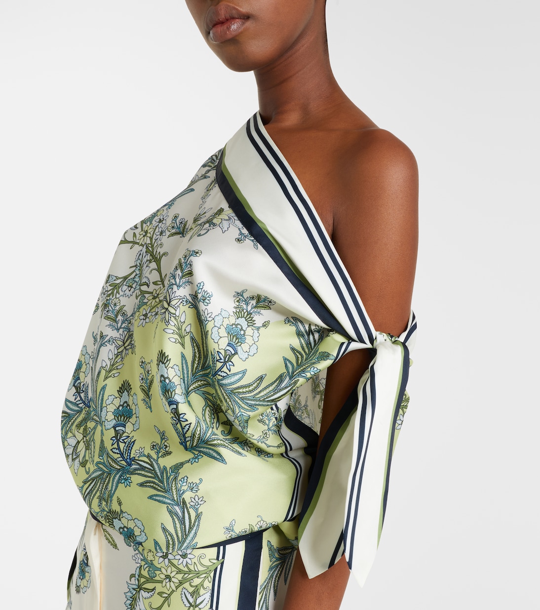 Tari floral one-shoulder twill top | Veronica Beard