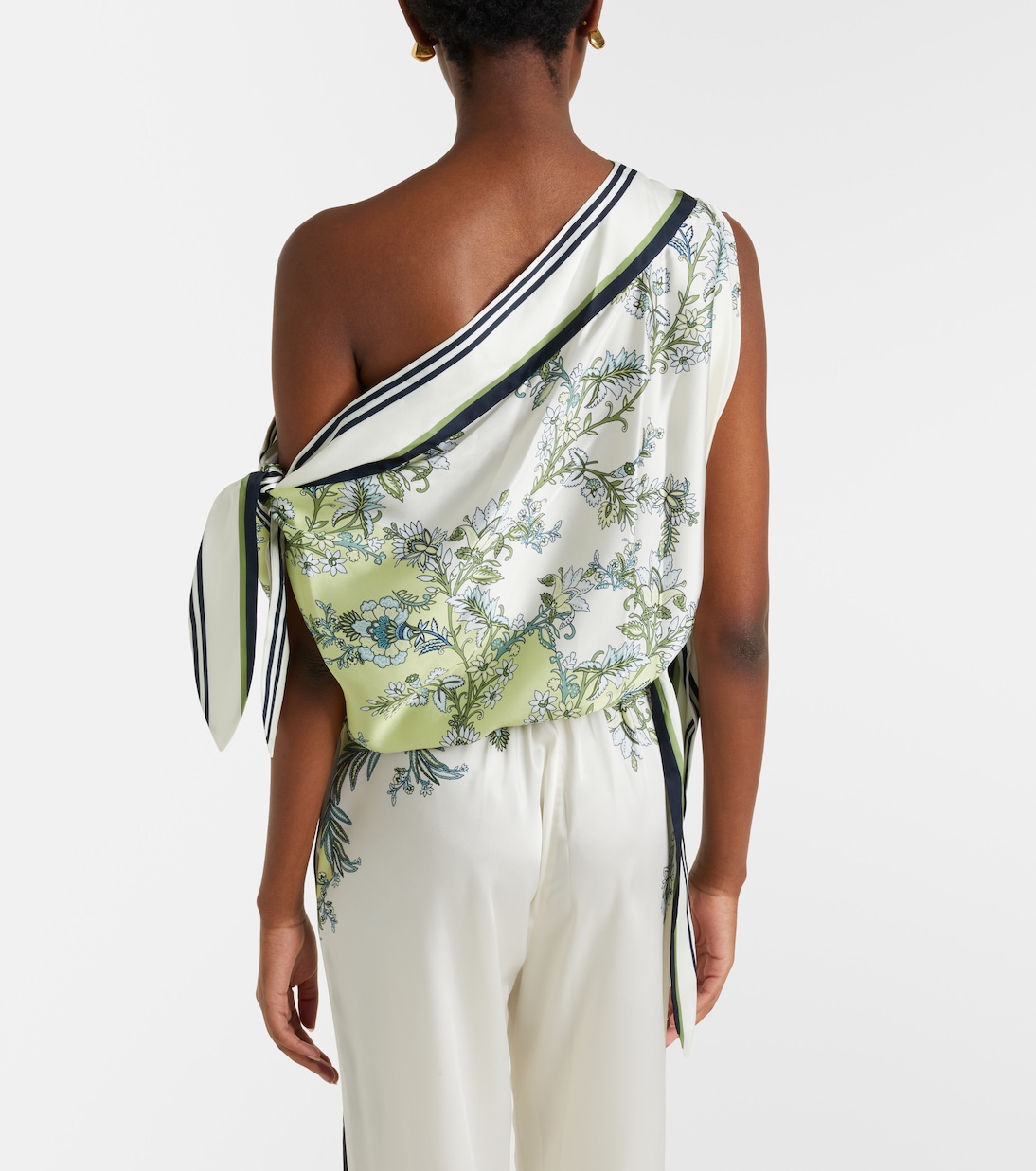 Tari floral one-shoulder twill top | Veronica Beard