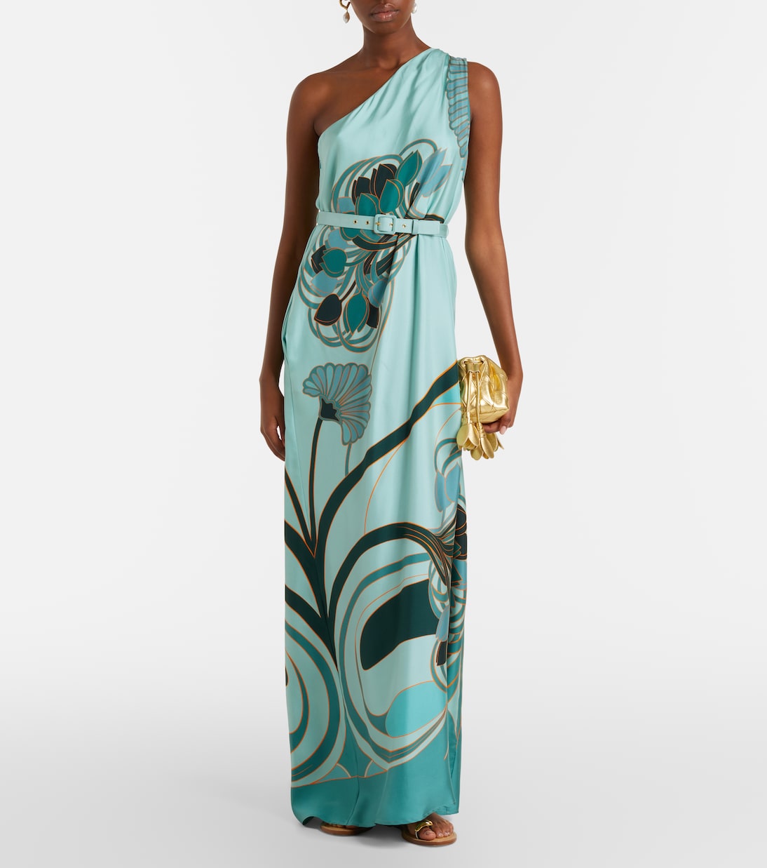 Abito lungo Roy in seta con stampa | La DoubleJ