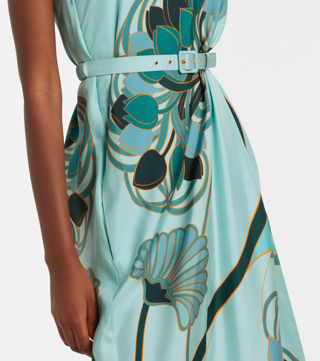 Abito lungo Roy in seta con stampa | La DoubleJ