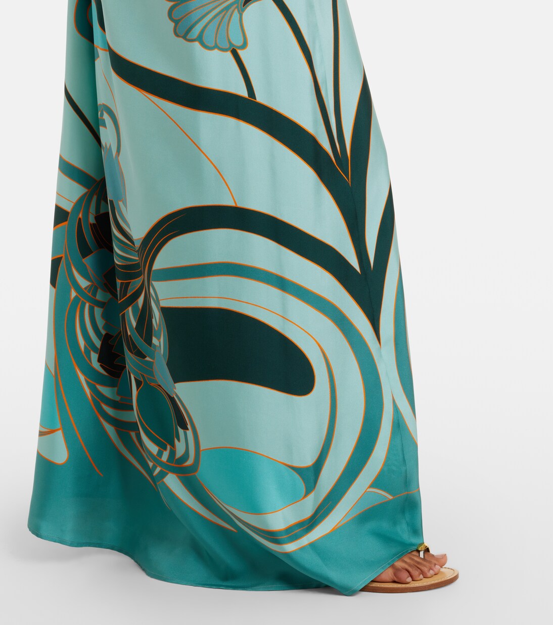 Abito lungo Roy in seta con stampa | La DoubleJ