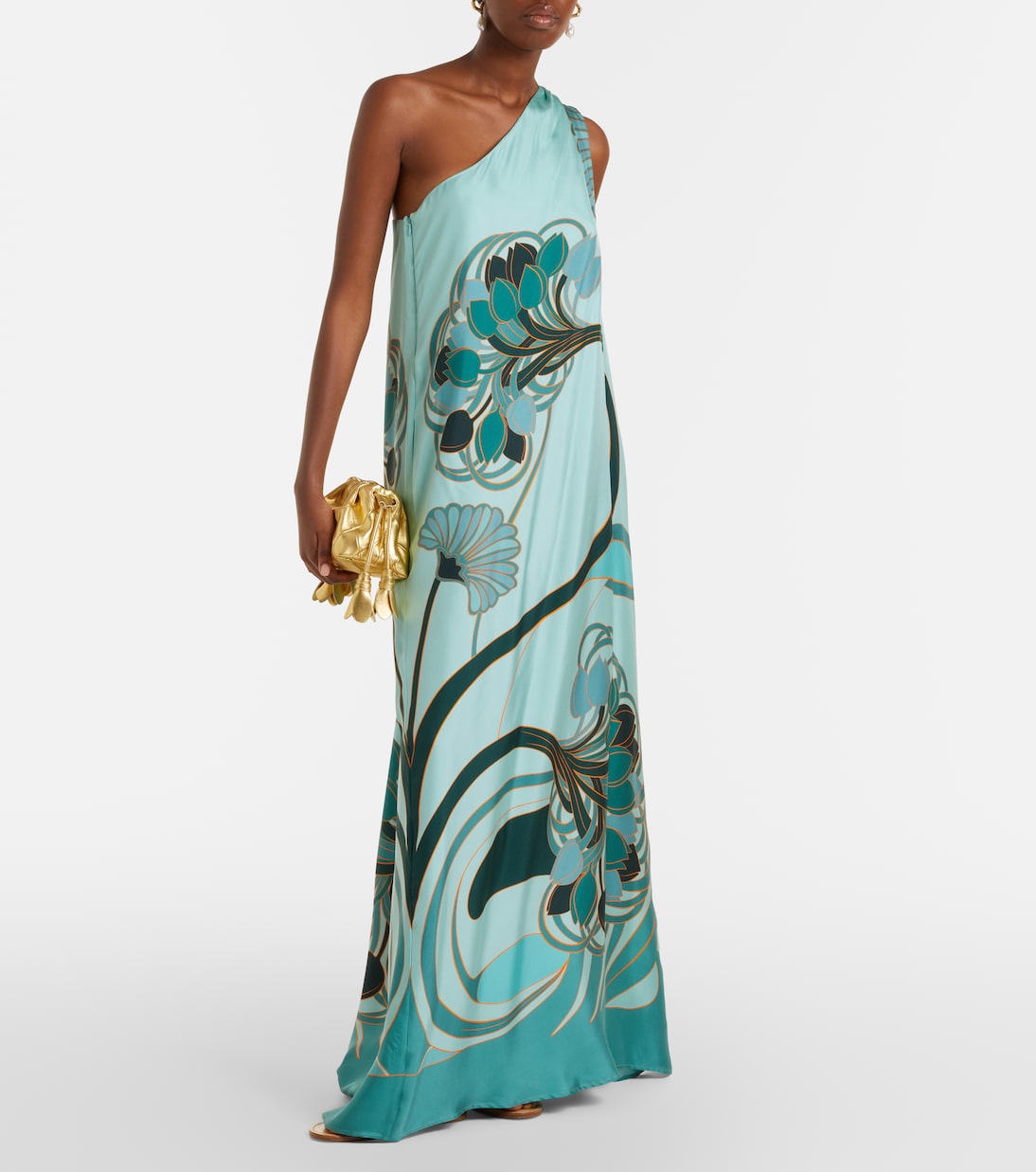 Abito lungo Roy in seta con stampa | La DoubleJ