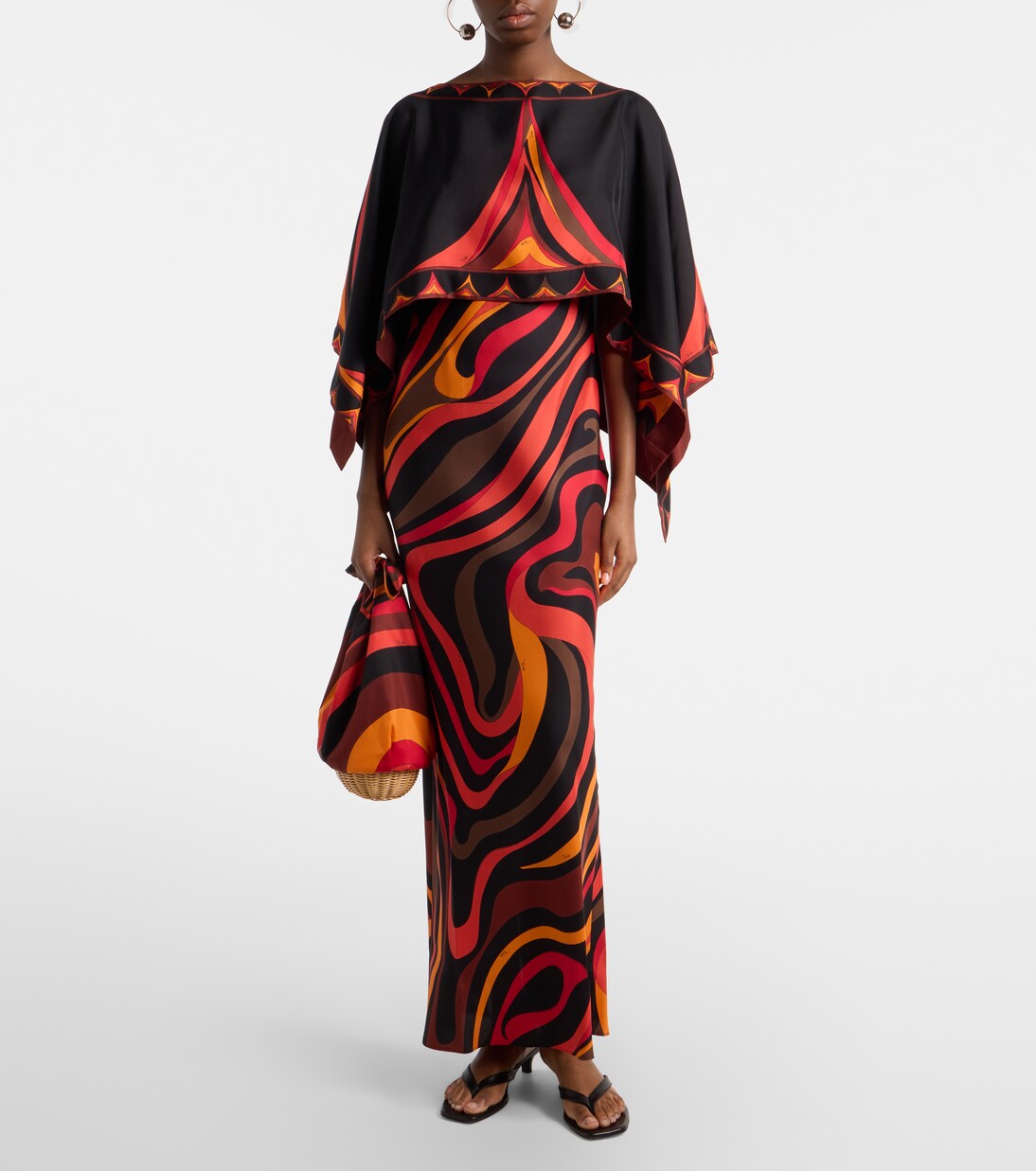 Marmo and Fari caped silk twill gown | Pucci