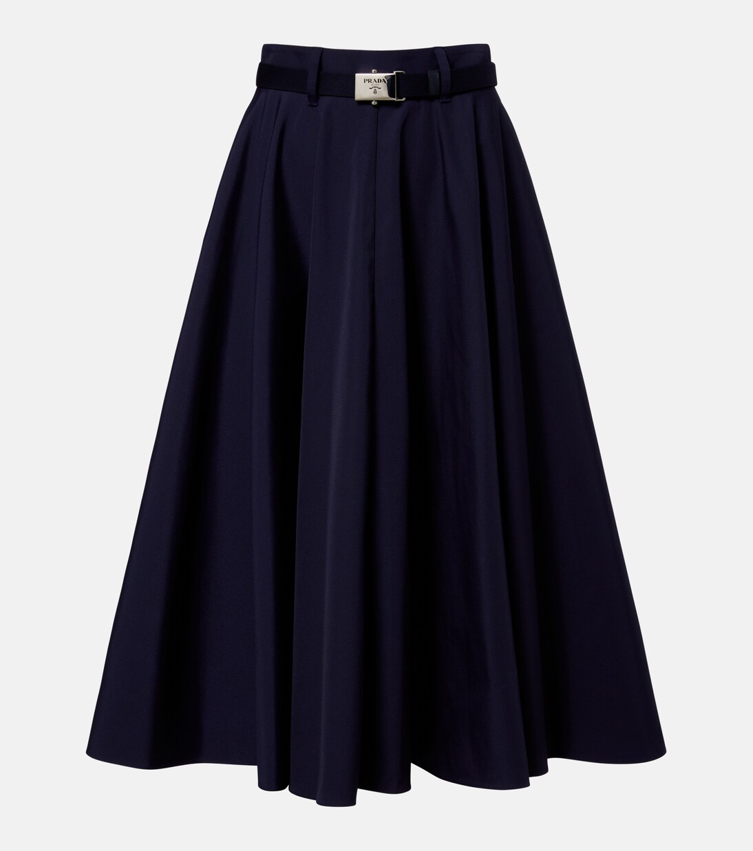 Belted poplin midi skirt | Prada