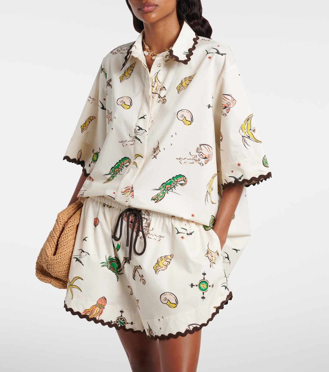 Camisa oversized de algodón estampada | Alémais