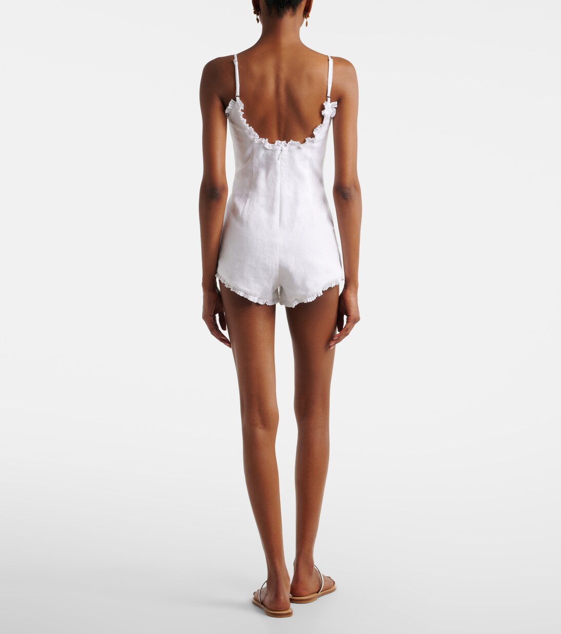 Florence ruffled linen romper  | Posse
