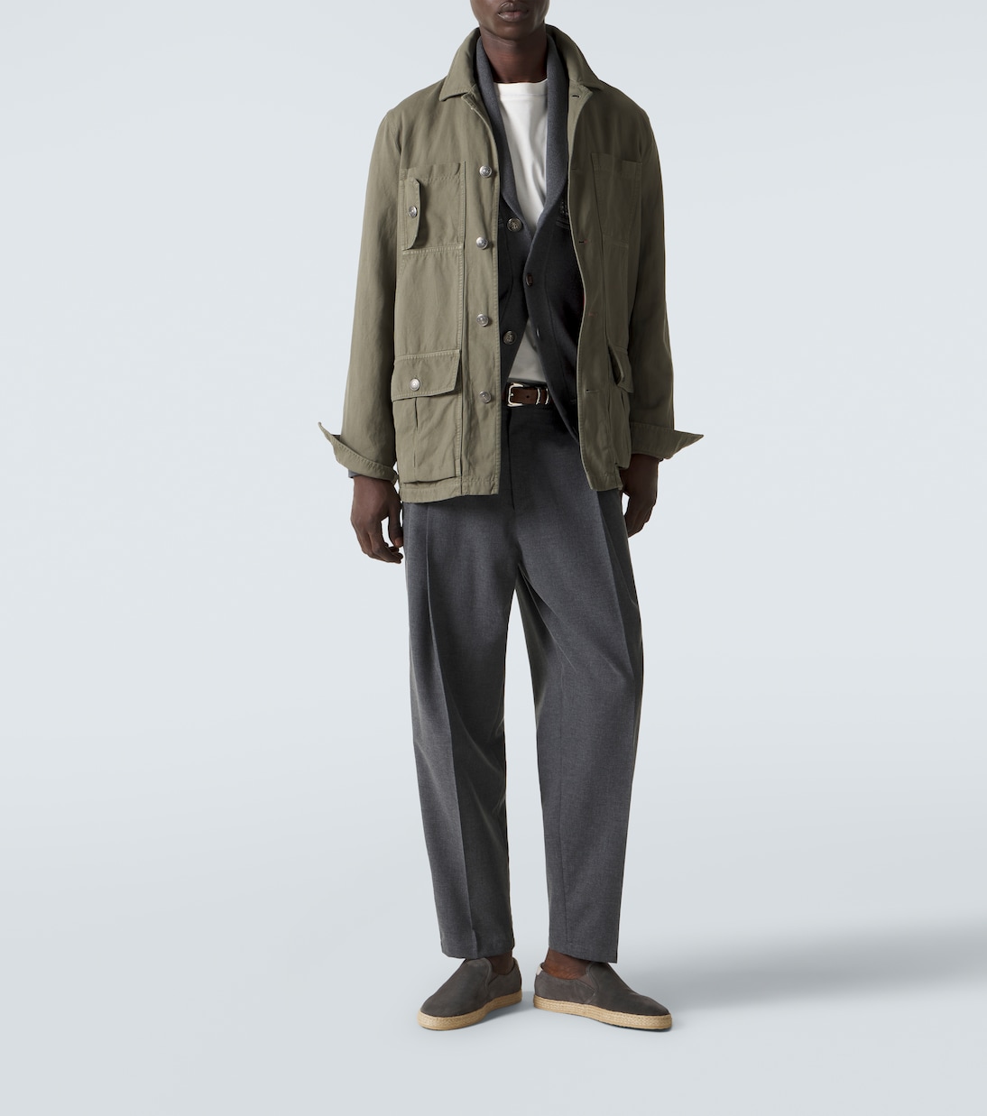 Jute-trimmed suede slip-on shoes | Brunello Cucinelli