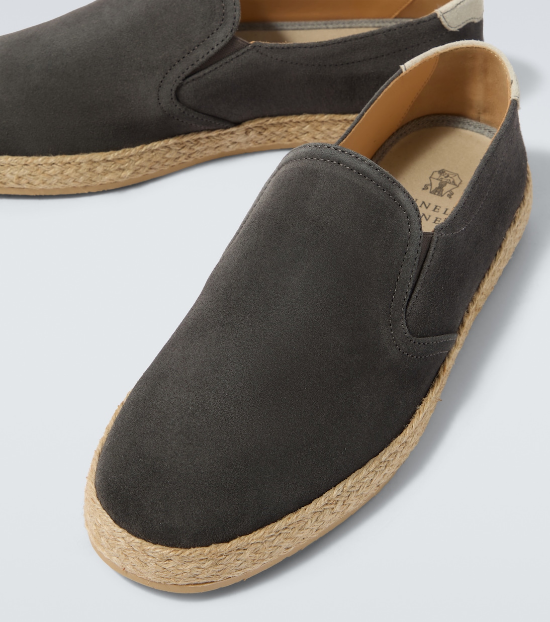 Jute-trimmed suede slip-on shoes | Brunello Cucinelli