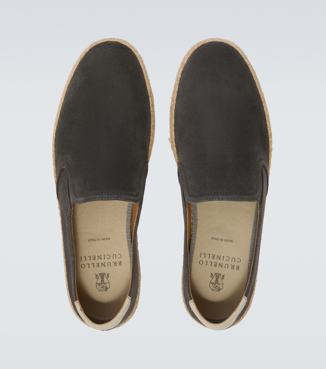 Jute-trimmed suede slip-on shoes | Brunello Cucinelli