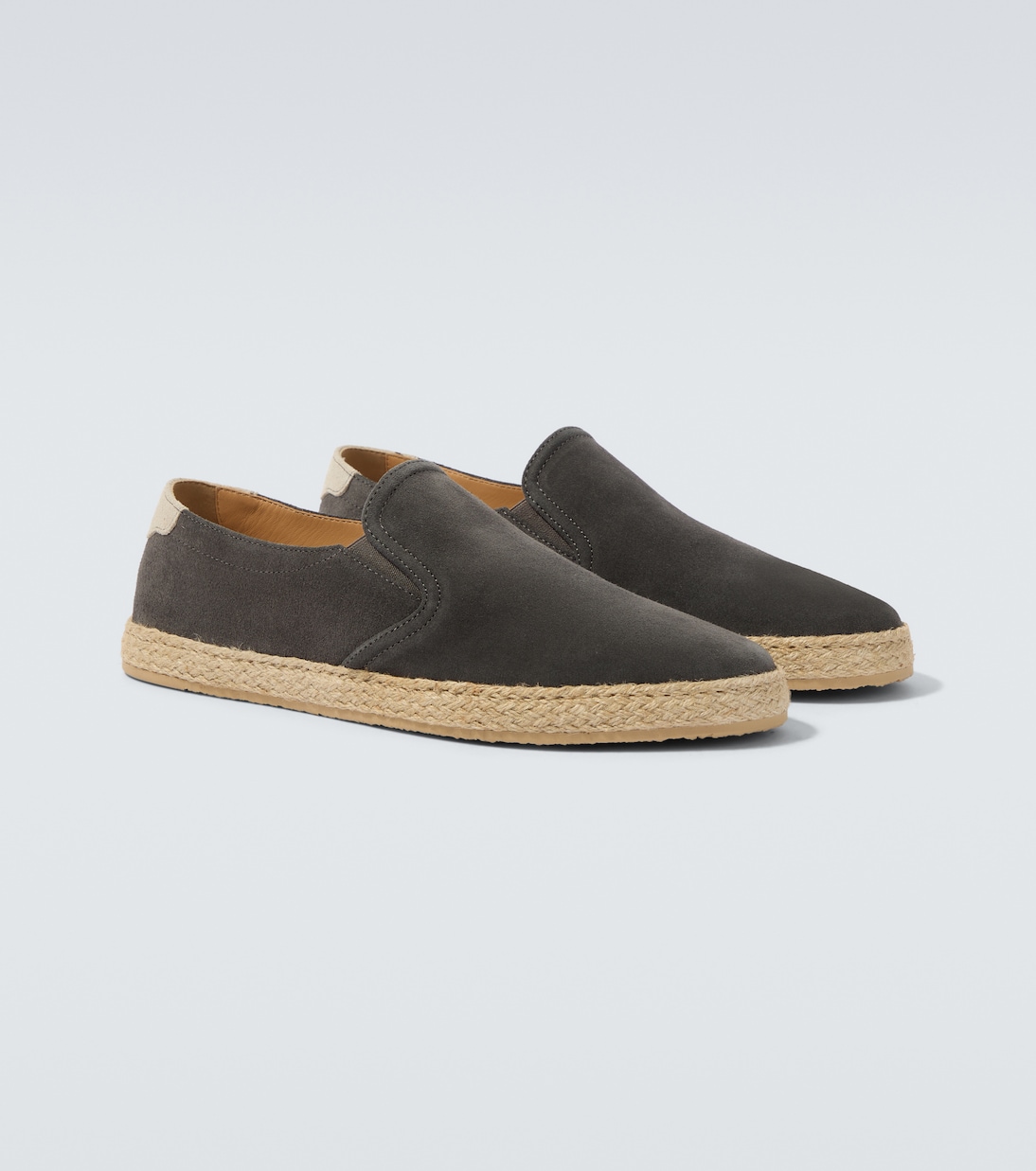 Jute-trimmed suede slip-on shoes | Brunello Cucinelli