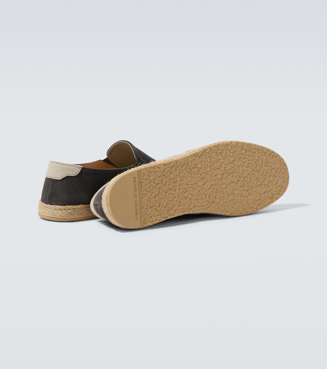 Jute-trimmed suede slip-on shoes | Brunello Cucinelli
