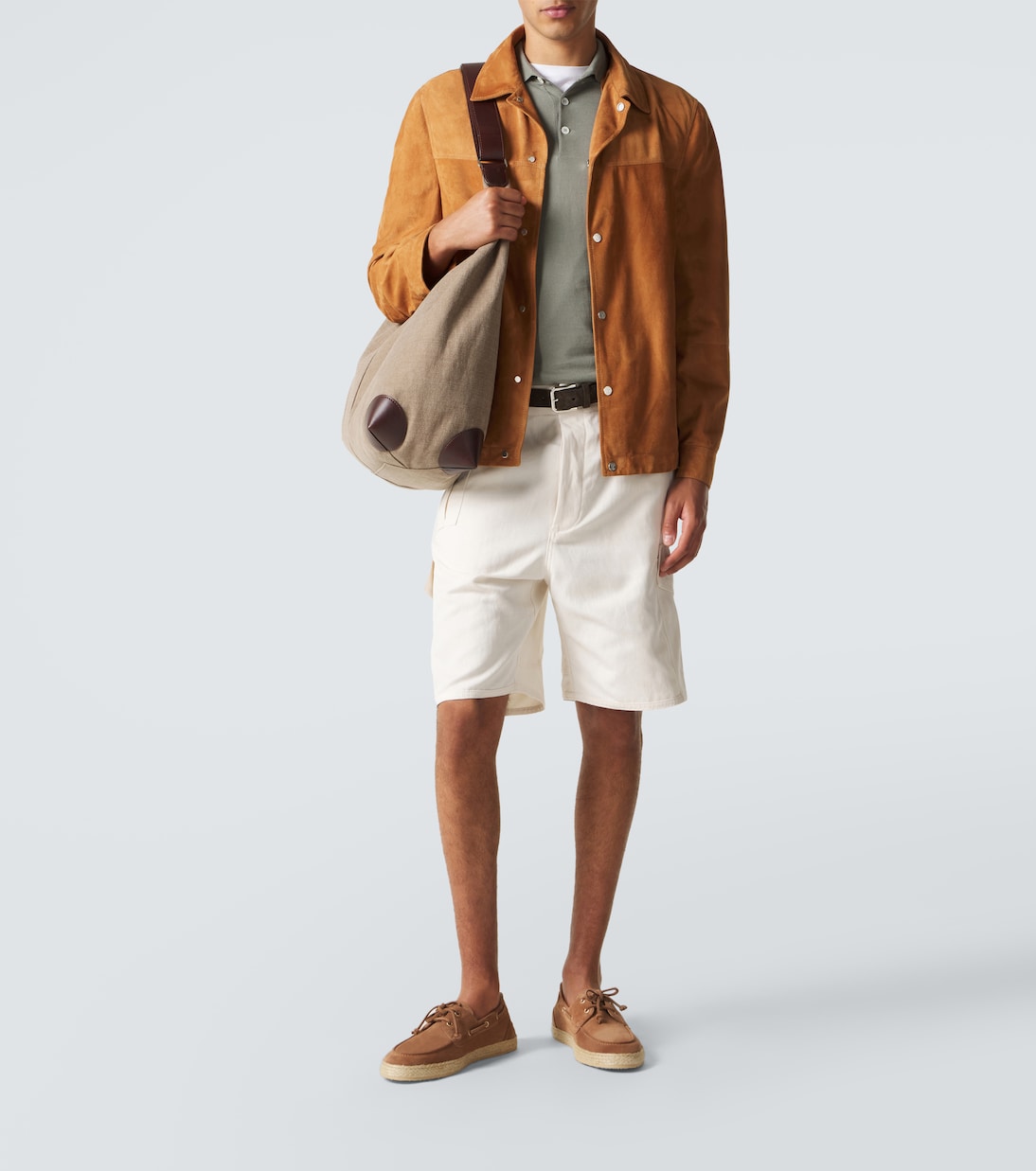 Jute-trimmed suede boat shoes | Brunello Cucinelli