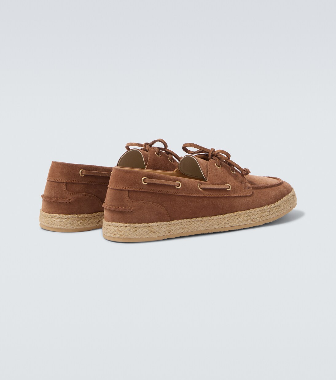 Jute-trimmed suede boat shoes | Brunello Cucinelli