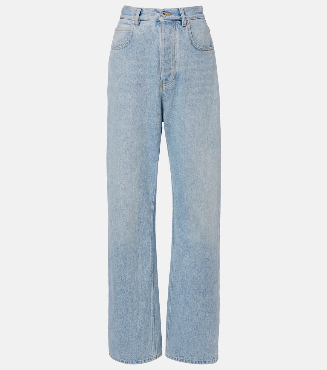 Wide-Leg Jeans Intrecciato mit Leder | Bottega Veneta