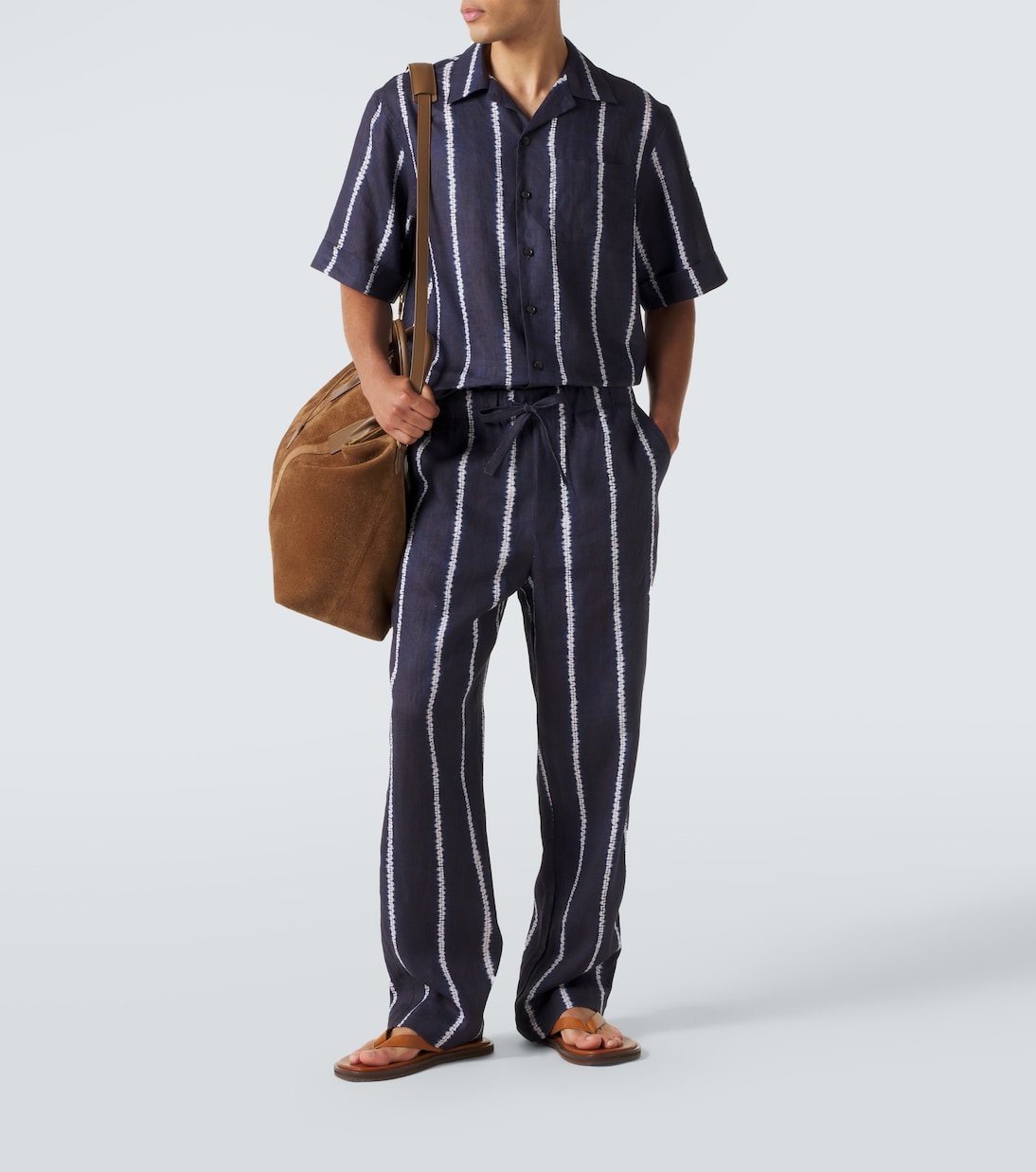 Striped linen wide-leg pants | Commas