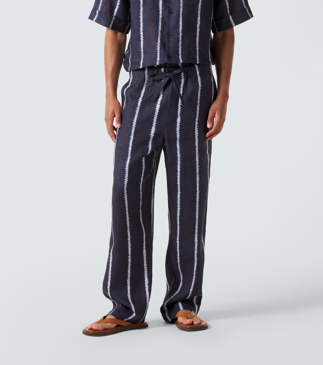 Striped linen wide-leg pants | Commas