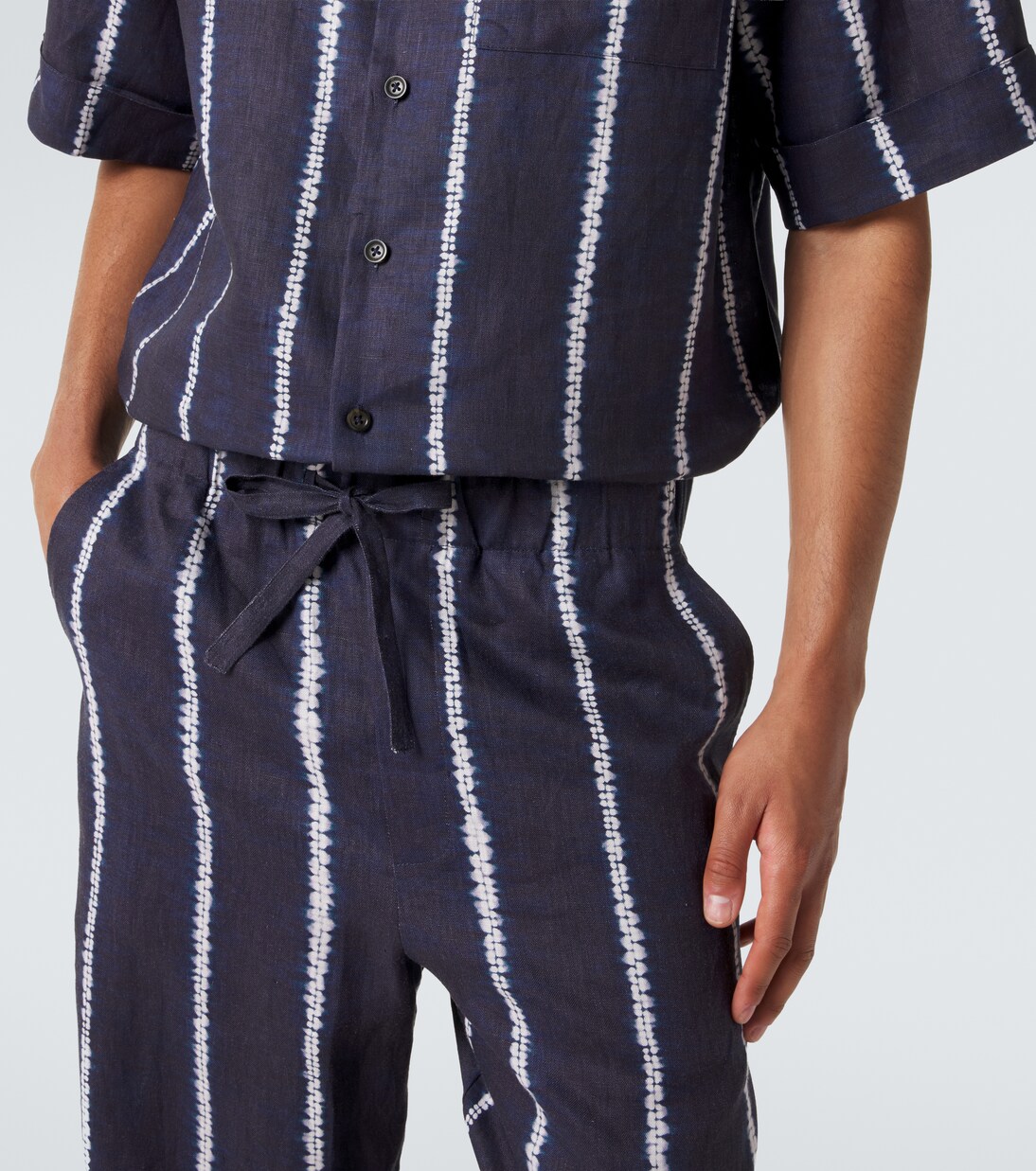Striped linen wide-leg pants | Commas