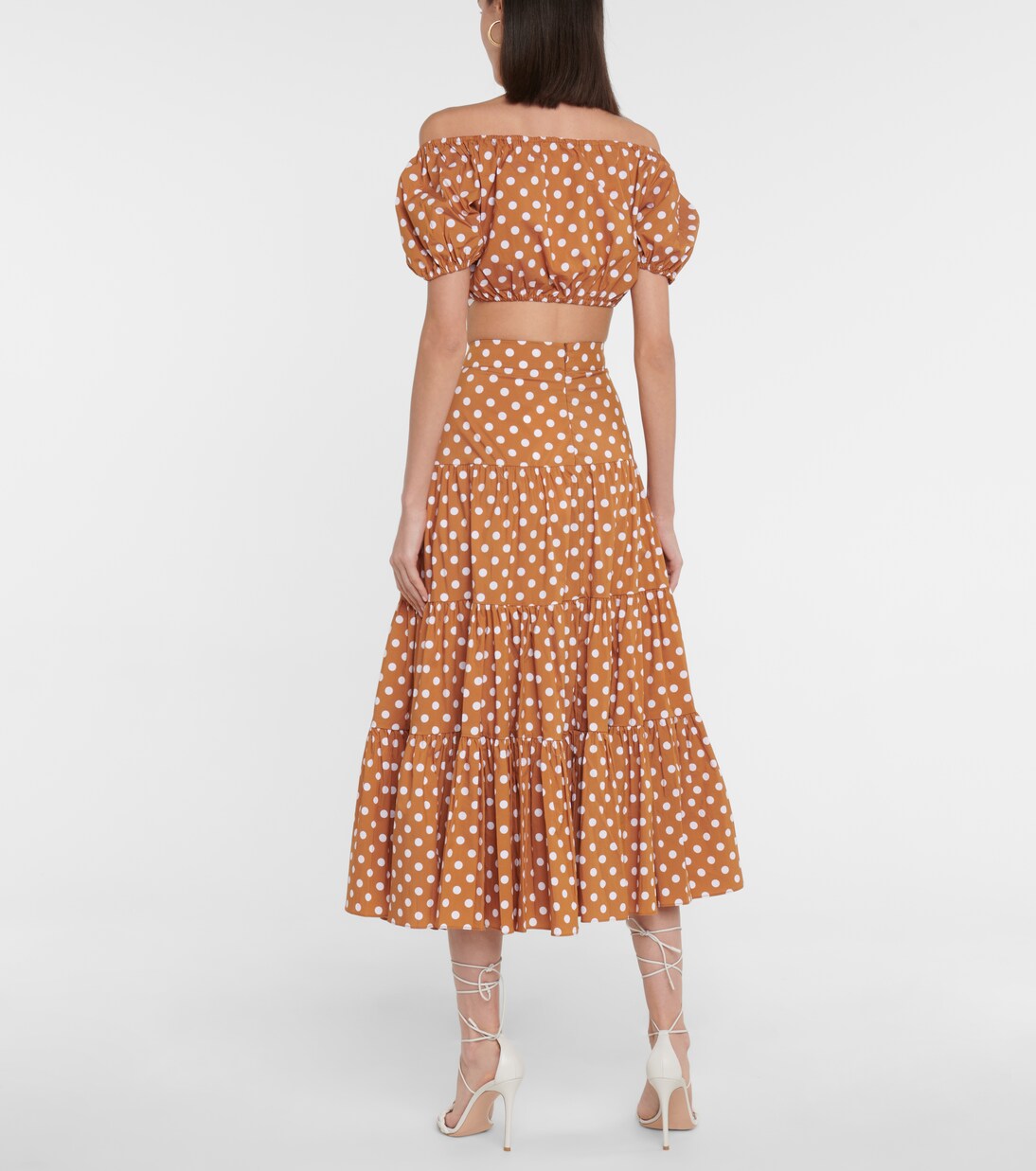 Top raccourci en coton mélangé à pois | Caroline Constas