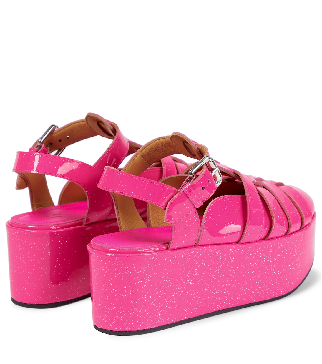 Glitter patent leather platform sandals | Loewe