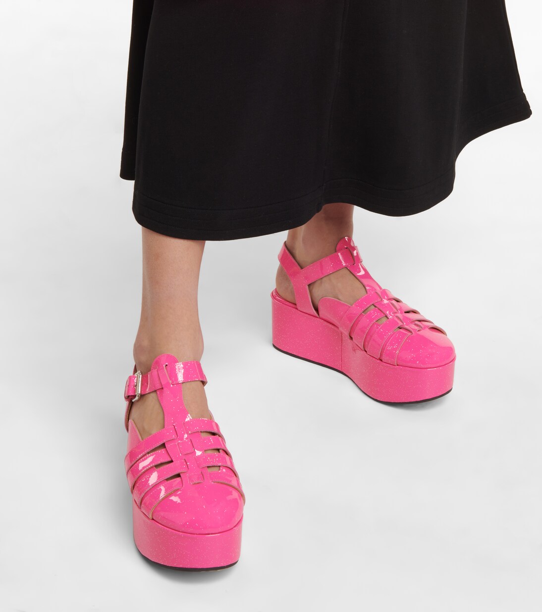 Glitter patent leather platform sandals | Loewe