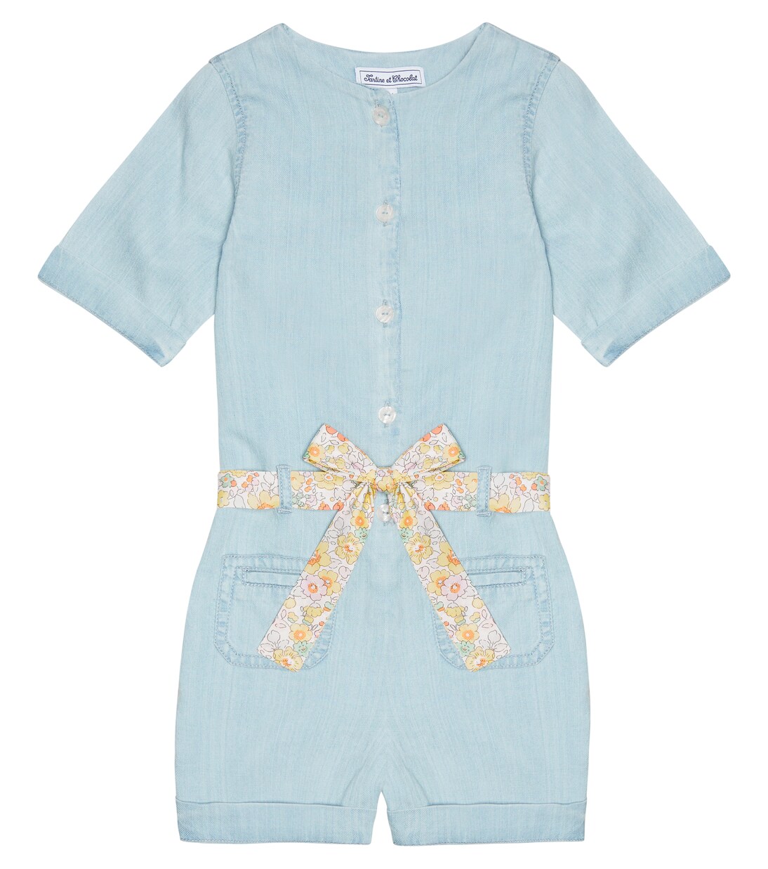 Floral belted chambray playsuit | Tartine et Chocolat