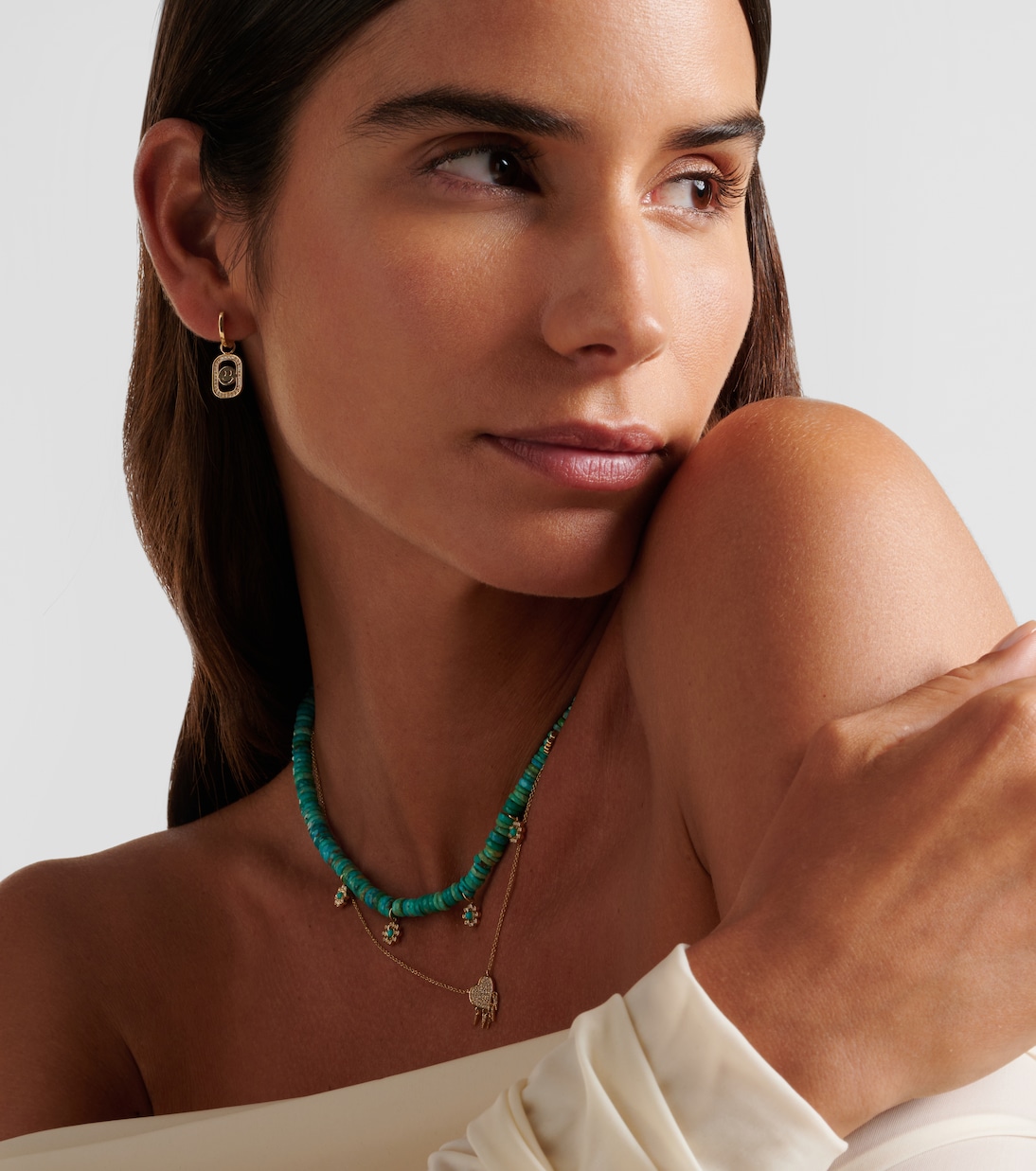 Orecchini pendenti Open Icon in oro 14kt con diamanti | Sydney Evan