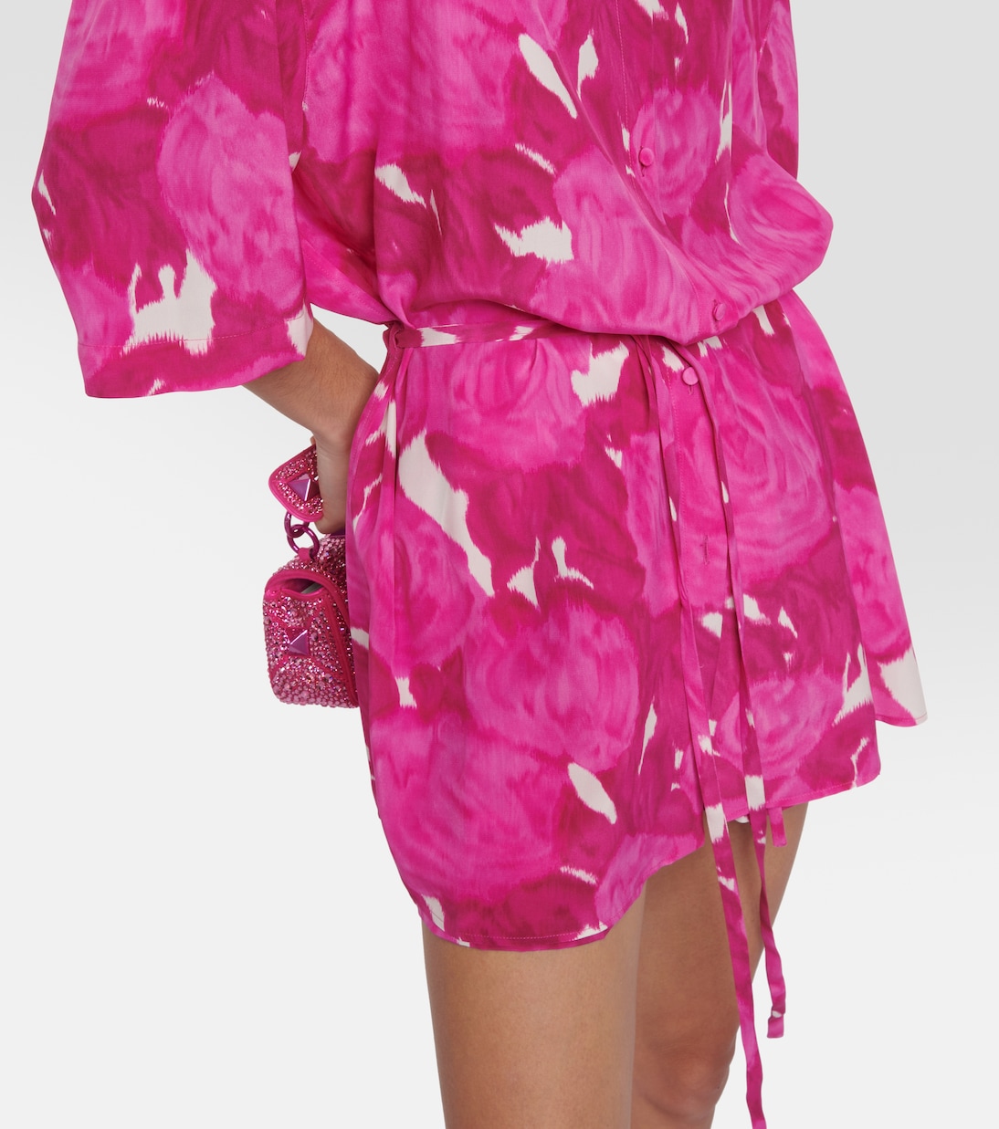 Belted floral silk shirt dress | Valentino