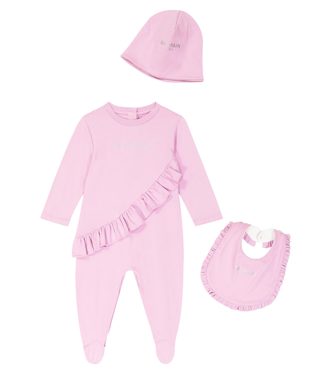 Bébé – Ensemble grenouillère, bavoir et bonnet | Balmain Kids