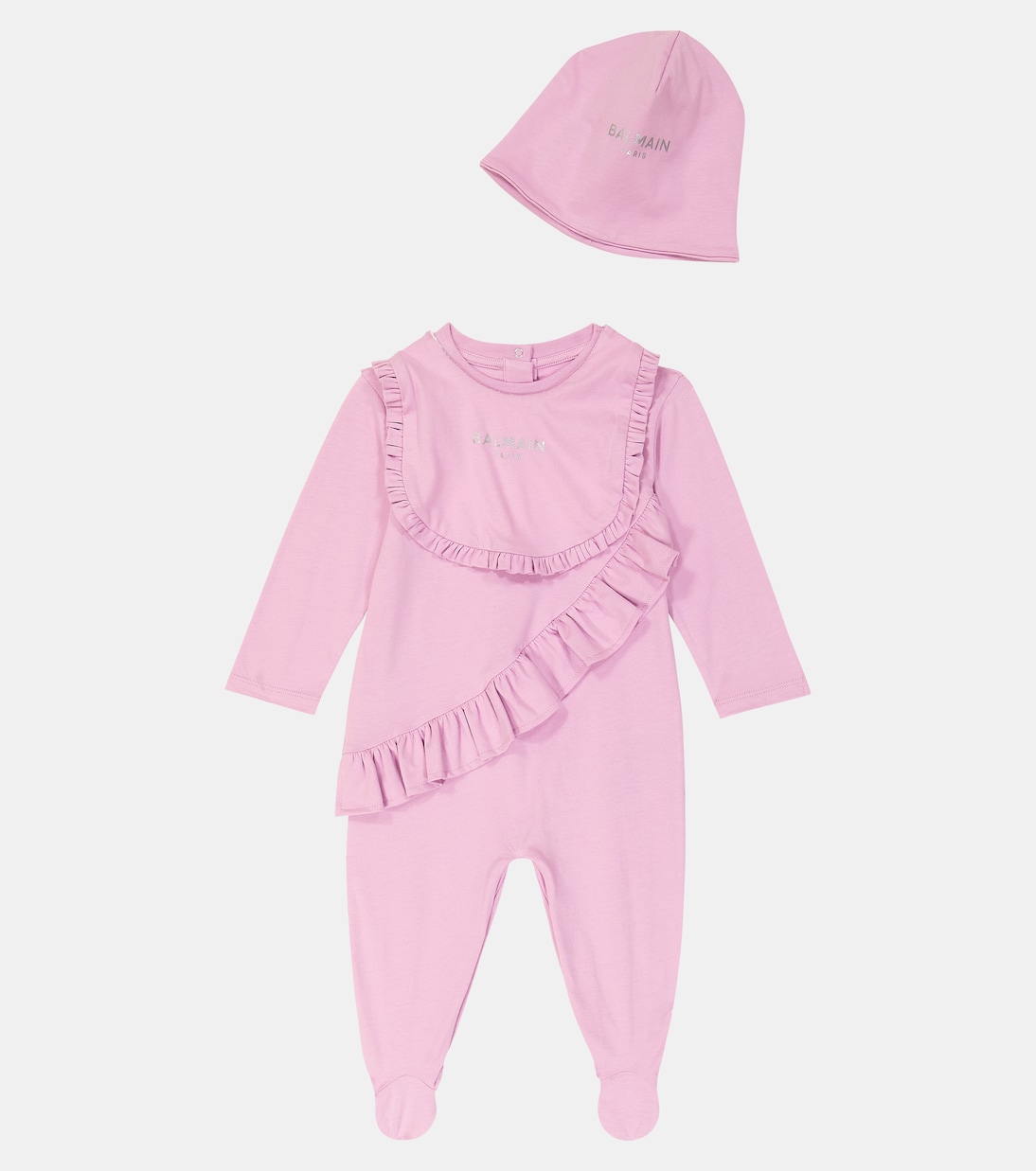 Bébé – Ensemble grenouillère, bavoir et bonnet | Balmain Kids