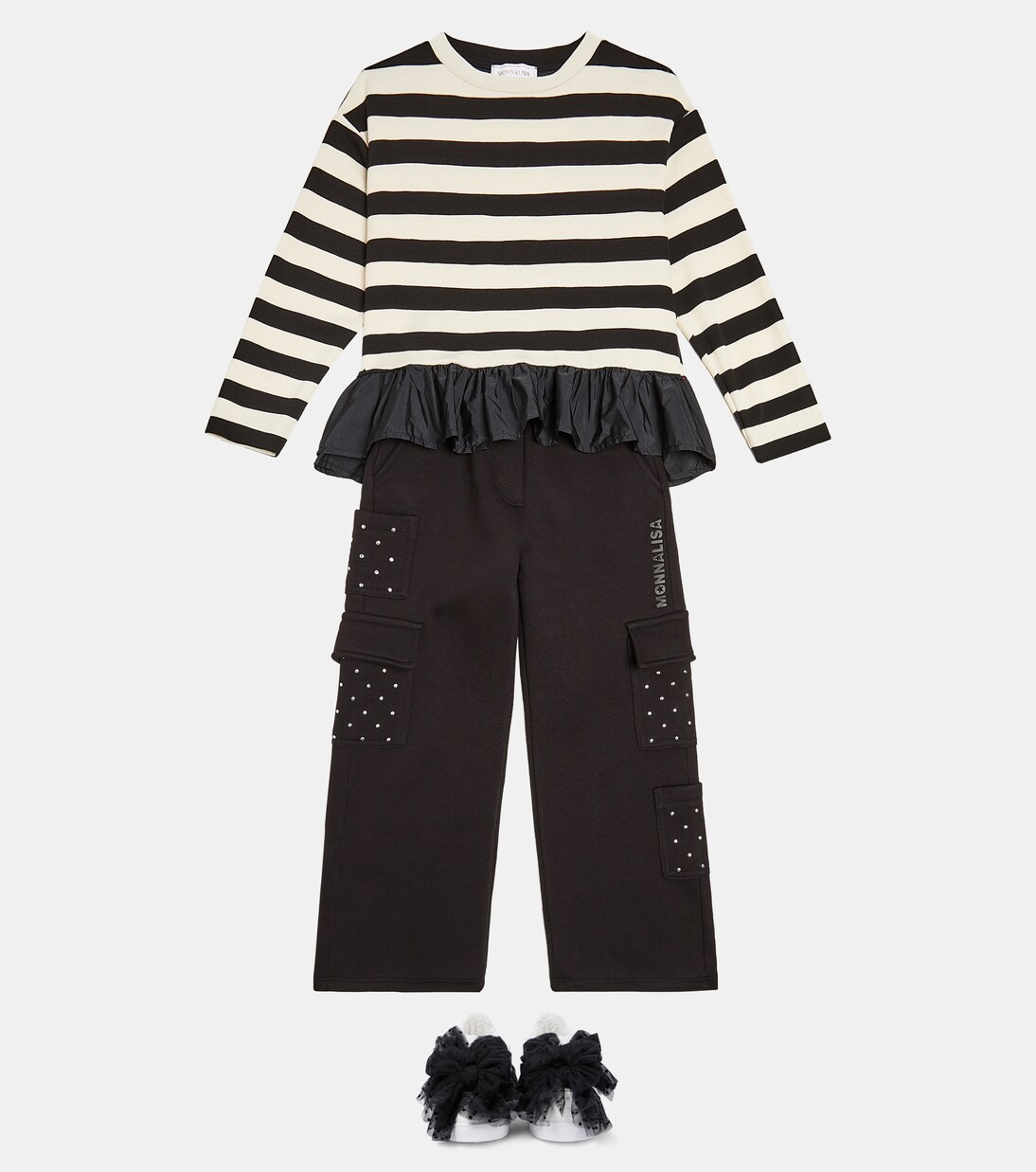 Striped jersey and satin top | Monnalisa