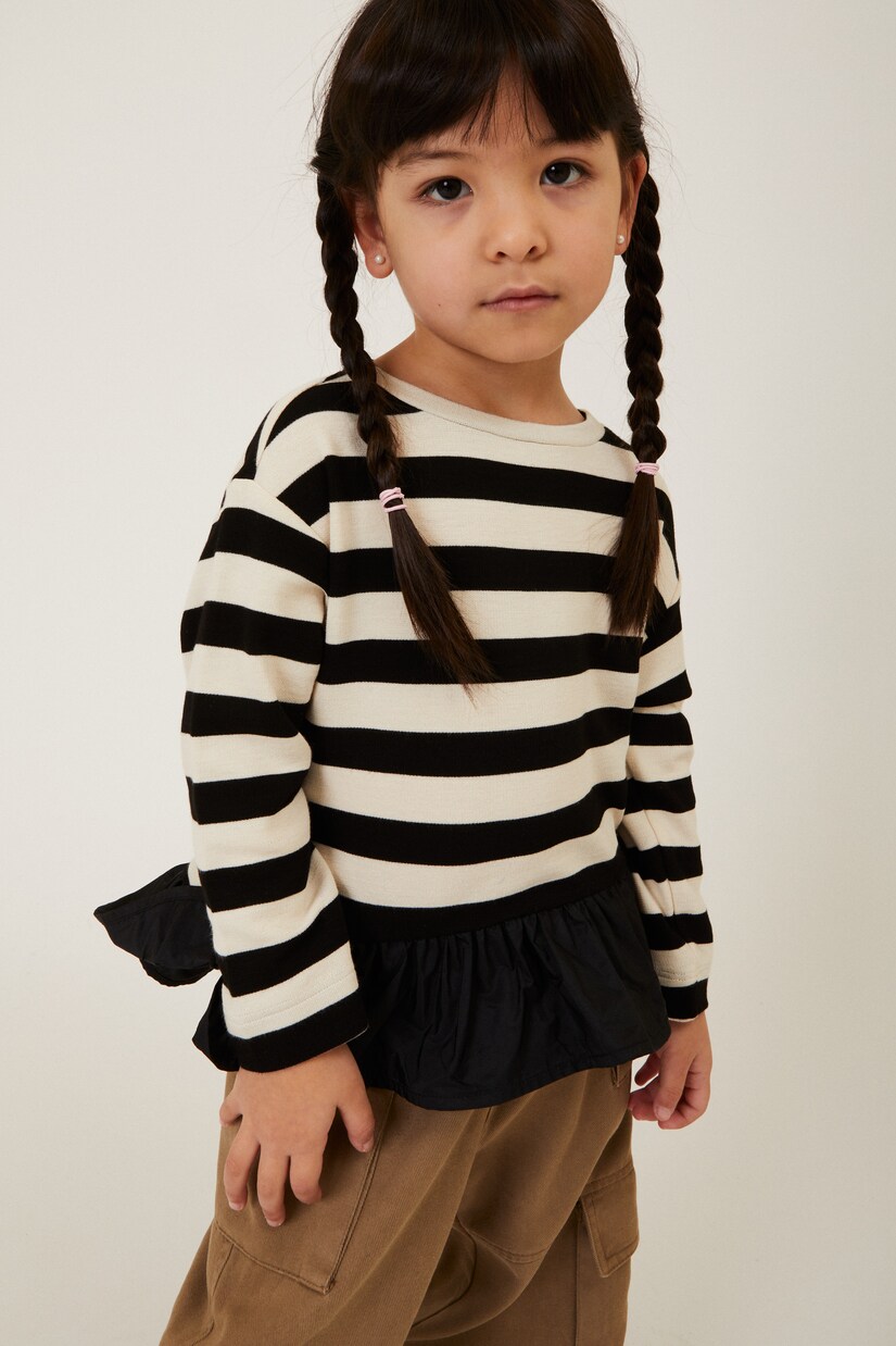 Striped jersey and satin top | Monnalisa