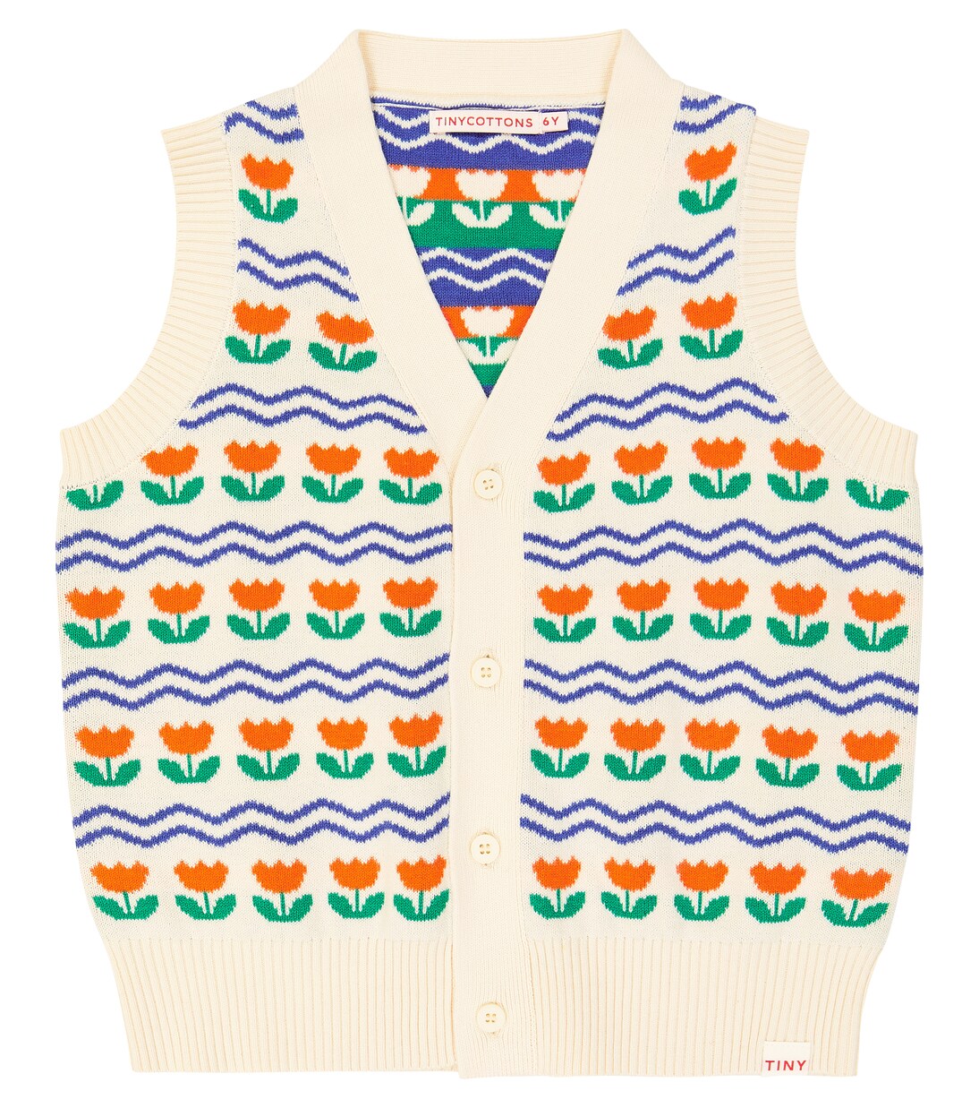 Flowers cotton and wool vest | Tinycottons