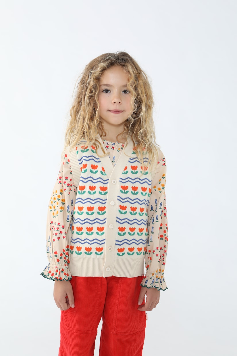 Flowers cotton and wool vest | Tinycottons